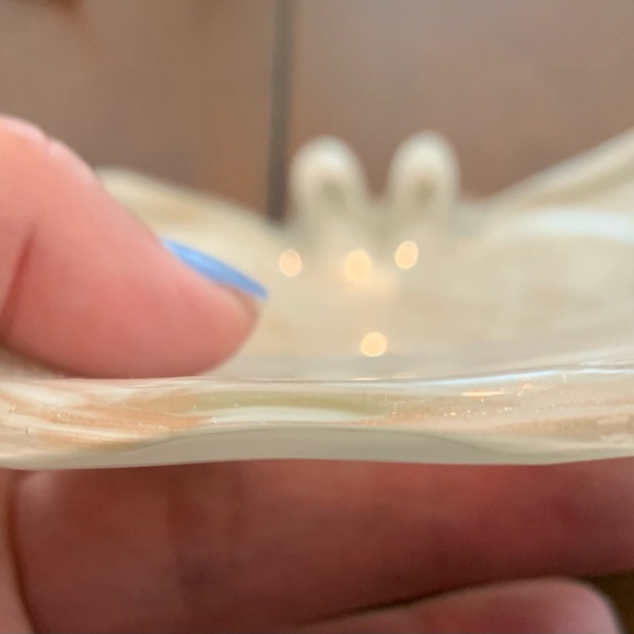 Beautiful white gold flecked Murano handblown ashtray - Picture 7 of 10